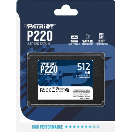 PATRIOT P220 SATA 3 512GB SSD 550/500MB/s