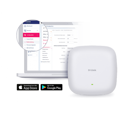 Nuclias Connect DAP-X2850 - Radio access point - 2 ports - Wi-Fi 6 - 2.4 GHz, 5 GHz - wall / ceiling mountable - 4