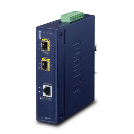 PLANET IGT-1205AT - Fibre media converter - GigE - 10Base-T, 100Base-TX, 1000Base-T - RJ-45  /  SFP (mini-GBIC) - 0