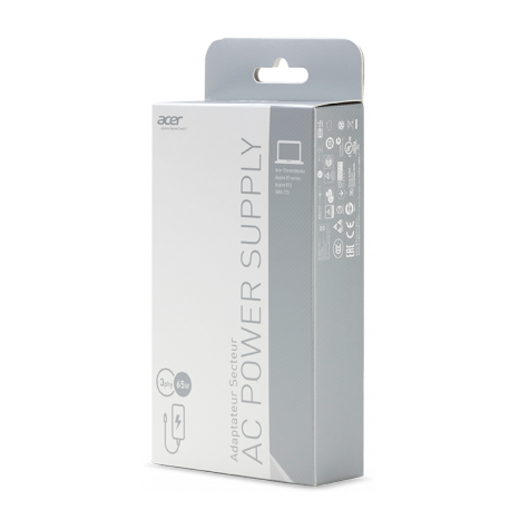 Acer - Power adapter - 65 Watt - Europe - for Aspire R 15 (65 Watt); Aspire V 13 (65 Watt); Chromebook 11 (65 Watt); 15 (65 Watt); Swift 3 (65 Watt) - 2