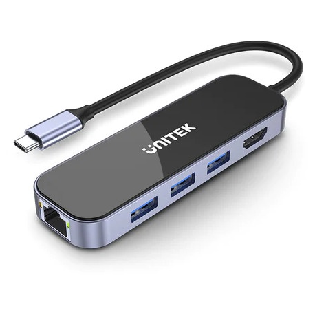 Unitek uHUB H6 D1084A - docking station - USB-C - HDMI - 1GbE - 0