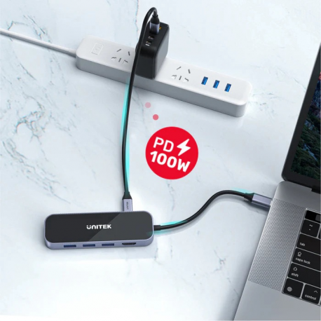 Unitek uHUB H6 D1084A - docking station - USB-C - HDMI - 1GbE - 5