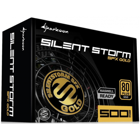 Sharkoon SilentStorm SFX 500 Gold - Power supply (internal) - SFX12V / SFX-L12V - 80 PLUS Gold - AC 100-240 V - 500 Watt - active PFC - black - 5