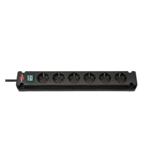 brennenstuhl - Power strip - input: power - output connectors: 6 (6 x power) - 3 m cord - black - 0