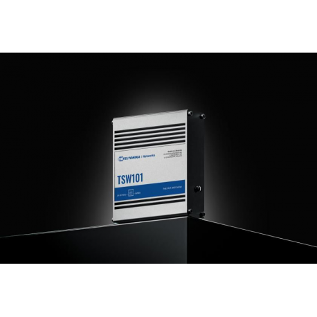 Teltonika TSW101 - Switch - 5 x 10/100/1000 - DIN rail mountable, wall-mountable - PoE+ - DC - 0