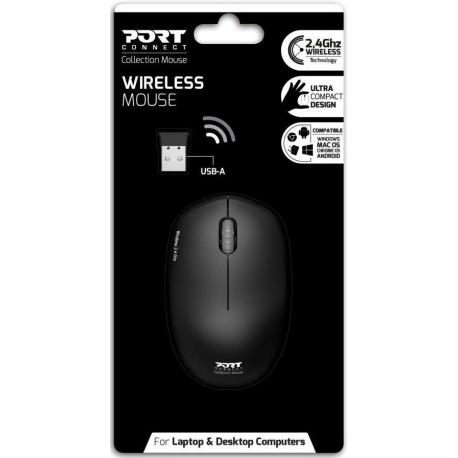 PORT Connect Collection - Mouse - optical - 3 buttons - wireless - 2.4 GHz - USB wireless receiver - graphite - 5