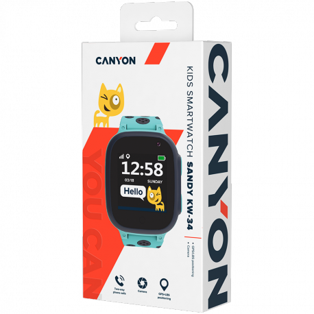 CANYON Sandy KW-34, Kids smartwatch, 1.44 inch colorful screen, GPS function