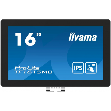 iiyama ProLite TF1615MC-B1 - LED monitor - 15.6" - open frame - touchscreen - 1920 x 1080 Full HD (1080p) - IPS - 450 cd / m² - 1000:1 - 25 ms - HDMI, VGA, DisplayPort - black - 0