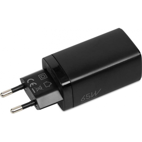iBOX C-65 - Power adapter - 65 Watt - 5 A - Apple Fast Charge, Huawei Fast Charge, PD 3.0, QC 3.0, QC 4+, AFC, SCP, Apple 2.4A - 3 output connectors - on cable: USB, USB-C - black - 4