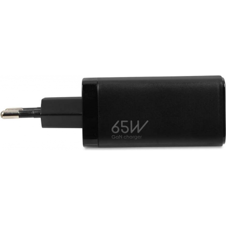 iBOX C-65 - Power adapter - 65 Watt - 5 A - Apple Fast Charge, Huawei Fast Charge, PD 3.0, QC 3.0, QC 4+, AFC, SCP, Apple 2.4A - 3 output connectors - on cable: USB, USB-C - black - 6