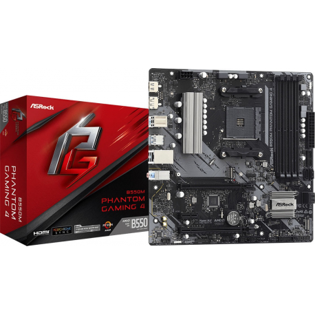 ASRock B550M Phantom Gaming 4 - Motherboard - micro ATX - Socket AM4 - AMD B550 Chipset - USB 3.2 Gen 1 - Gigabit LAN - onboard graphics (CPU required) - HD Audio (8-channel) - 4