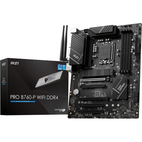 MSI PRO B760-P WIFI DDR4 - Motherboard - ATX - LGA1700 Socket - B760 Chipset - USB 3.2 Gen 1, USB 3.2 Gen 2, USB-C 3.2 Gen2, USB-C 3.2 Gen 1 - 2.5 Gigabit LAN, Bluetooth, Wi-Fi - HD Audio (8-channel) - 0