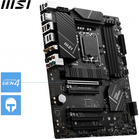 MSI PRO B760-P WIFI DDR4 - Motherboard - ATX - LGA1700 Socket - B760 Chipset - USB 3.2 Gen 1, USB 3.2 Gen 2, USB-C 3.2 Gen2, USB-C 3.2 Gen 1 - 2.5 Gigabit LAN, Bluetooth, Wi-Fi - HD Audio (8-channel) - 4