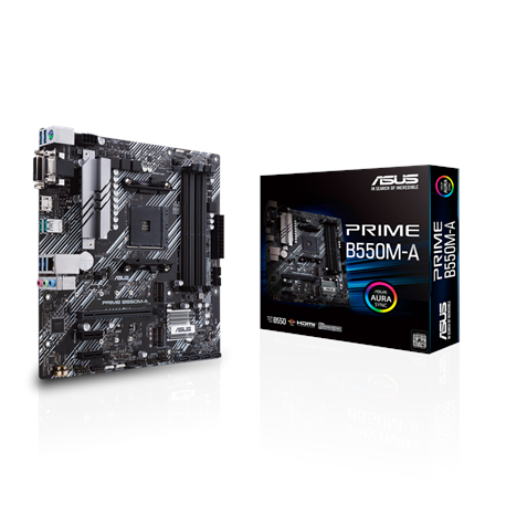 ASUS PRIME B550M-A - Motherboard - micro ATX - Socket AM4 - AMD B550 Chipset - USB 3.2 Gen 1, USB 3.2 Gen 2 - Gigabit LAN - onboard graphics (CPU required) - HD Audio (8-channel) - 11
