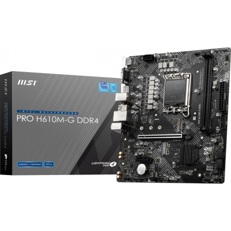 MSI PRO H610M-G DDR4 - Motherboard - micro ATX - LGA1700 Socket - H610 Chipset - USB 3.2 Gen 1 - Gigabit LAN - onboard graphics (CPU required) - HD Audio (8-channel) - 5