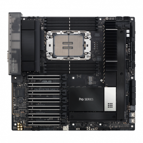 ASUS PRO WS W790E-SAGE SE - Motherboard - SSI EEB - LGA4677 Socket-E - W790 Chipset - USB 3.2 Gen 1, USB 3.2 Gen 2x2, USB-C 3.2 Gen2, USB-C 3.2 Gen 2x2 - 10 Gigabit LAN, Gigabit LAN - HD Audio (8-channel) - 6