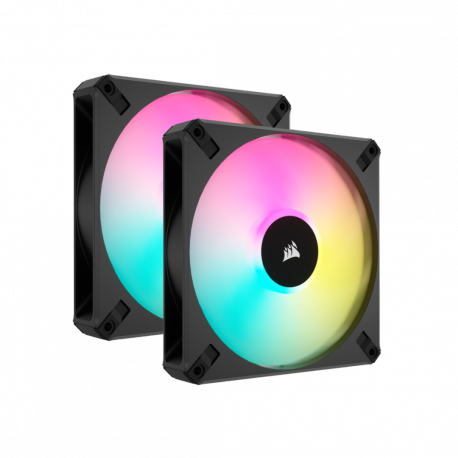 CORSAIR AF ELITE Series AF140 RGB ELITE 140mm Fluid Dynamic RGB Fan with AirGuide Dual Pack with Lighting Node CORE