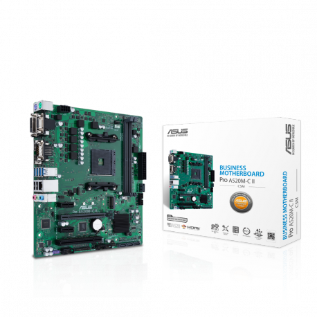 ASUS Pro A520M-C II / CSM - Motherboard - micro ATX - Socket AM4 - AMD A520 Chipset - USB 3.2 Gen 1 - Gigabit LAN - onboard graphics (CPU required) - HD Audio (8-channel) - ASUS Corporate Stable Model (CSM) - 0