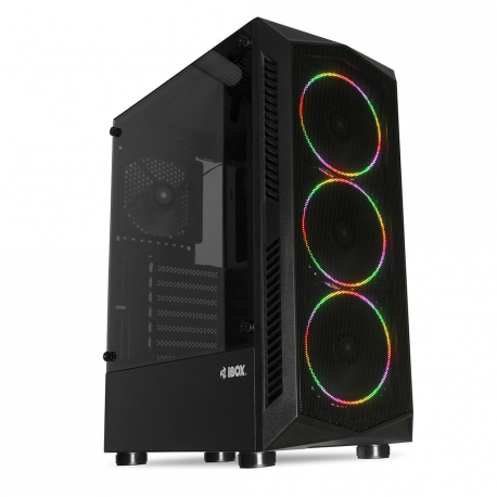 iBOX LUPUS 27 - Tower gaming - ATX - windowed side panel (tempered glass) - no power supply - black - USB/Audio - 7