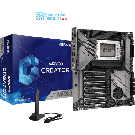 ASRock WRX80 Creator R2.0 - Motherboard - extended ATX - Socket sWRX8 - AMD WRX80 Chipset - USB 3.2 Gen 1, USB 3.2 Gen 2, USB4 - 10 Gigabit LAN, Bluetooth, Wi-Fi - onboard graphics - HD Audio (8-channel) - 3