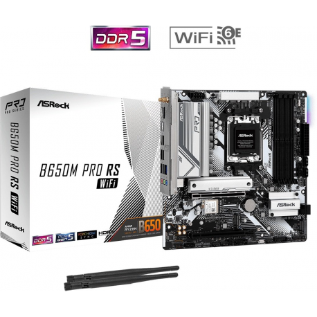 ASRock B650M PRO RS - Motherboard - micro ATX - Socket AM5 - AMD B650 Chipset - USB 3.2 Gen 1, USB 3.2 Gen 2, USB-C 3.2 Gen2, USB-C 3.2 Gen 1 - 2.5 Gigabit LAN - onboard graphics (CPU required) - HD Audio (8-channel) - 5