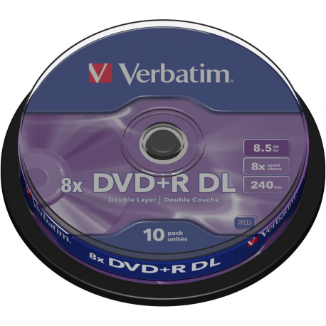 VERBATIM 43666. DVD+R DL Verbatim cake box 10 8.5GB 8x matte silver