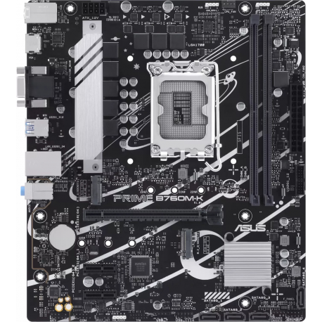 ASUS PRIME B760M-K - Motherboard - micro ATX - LGA1700 Socket - B760 Chipset - USB 3.2 Gen 1 - 2.5 Gigabit LAN - onboard graphics (CPU required) - HD Audio (8-channel) - 0