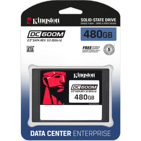 Kingston DC600M - SSD - Mixed Use - encrypted - 480 GB - internal - 2.5" - SATA 6Gb / s - 256-bit AES - Self-Encrypting Drive (SED) - 2