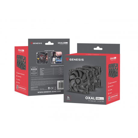 Genesis Oxal 120 - Case fan - 120 mm (pack of 3) - 4