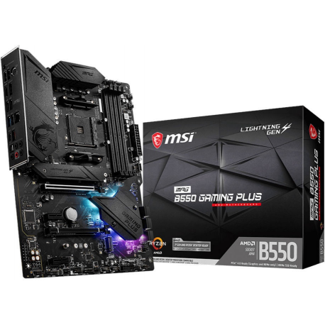 MSI MPG B550 GAMING PLUS - Motherboard - ATX - Socket AM4 - AMD B550 Chipset - USB-C Gen2, USB-C Gen1, USB 3.2 Gen 1, USB 3.2 Gen 2 - Gigabit LAN - onboard graphics (CPU required) - HD Audio (8-channel) - 4