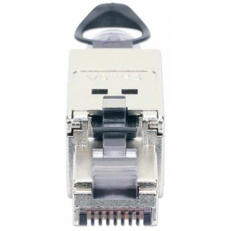 Intellinet Modular Plug Cat6a 10G Shielded Toolless RJ45 Modular Field Termination Plug with Pull-ring Release, For Easy and Quick High-quality Cable Assembly in the Field, STP, for Solid & Stranded Wire, Gold-plated Contacts, Metal Housing - Network connector - RJ-45 (M) - STP - CAT 6a - IEEE 802.3bt - 1