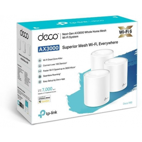 TP-Link Deco X60 - Wi-Fi system (3 routers) - GigE - 802.11a / b / g / n / ac / ax - Dual Band - 4