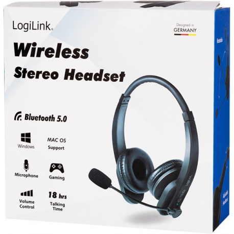 LogiLink - Headset - on-ear - Bluetooth - wireless - black - 5