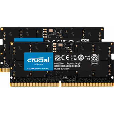 Crucial - DDR5 - kit - 32 GB: 2 x 16 GB - SO-DIMM 262-pin - 4800 MHz  /  PC5-38400 - CL40 - 1.1 V - unbuffered - non-ECC - 0