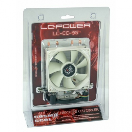 LC Power Cosmo Cool LC-CC-95 - Processor cooler - (for: LGA775, LGA1156, AM2, AM3, LGA1155) - aluminium and copper - 90 mm - white, silver - 3