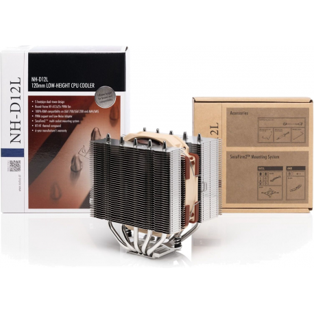 Noctua NH-D12L - Processor cooler - (for: LGA1156, LGA1155, LGA2011, LGA1150, LGA1151, LGA2011-3 (Square ILM), AM4, LGA2066, LGA1200, LGA2011-0, LGA1700, AM5) - copper base and heatpipes with aluminium cooling fins - 120 mm - 4