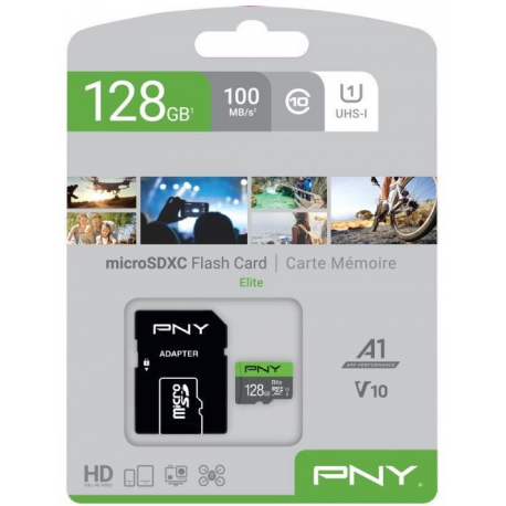 PNY Elite - Flash memory card - 128 GB - UHS-I U1  /  Class10 - microSDXC UHS-I - 1