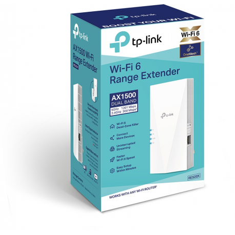 TP-Link RE500X V1 - Wi-Fi range extender - 1GbE - Wi-Fi 6 - 2.4 GHz, 5 GHz - 2