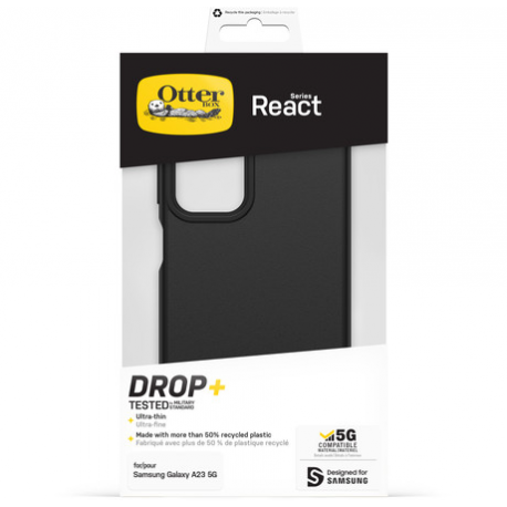 OtterBox React Series - Back cover for mobile phone - polycarbonate, synthetic rubber - black - for Samsung Galaxy A23 5G - 6