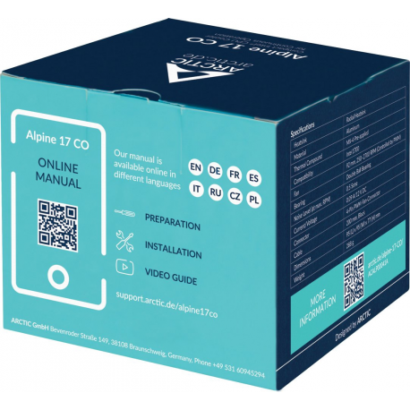 ARCTIC Alpine 17 CO - Processor cooler - (for: LGA1700) - aluminium - 92 mm - 7