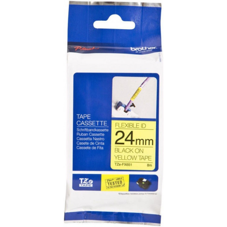 Brother TZFX651 - Black on yellow - Roll (2.4 cm) printer tape - for Brother PT-D600; P-Touch PT-3600, D610, D800, E550, P750, P900, P950; P-Touch EDGE PT-P750 - 1