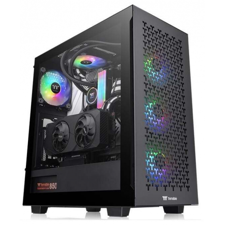 Thermaltake V Series V350 TG ARGB Air - Mid tower - ATX - windowed side panel (tempered glass) - no power supply (PS2) - black - USB / Audio - 0