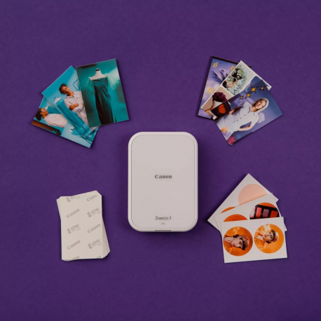 Canon Zoemini 2 - Printer - colour - zink - 50.8 x 76.2 mm - 313 x 500 dpi - up to 0.83 min/page (mono) / up to 0.83 min/page (colour) - capacity: 10 sheets - Bluetooth 5.0 - white - 5