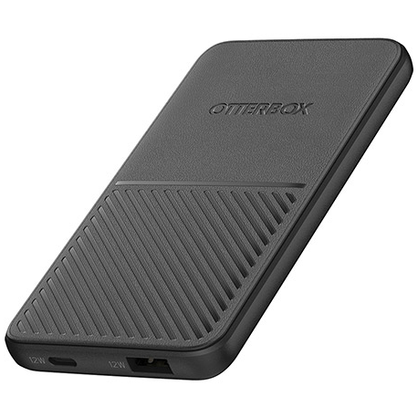 OtterBox Standard - Power bank - 5000 mAh - Apple Fast Charge, AFC - 2 output connectors (USB, 24 pin USB-C) - on cable: USB-C - nearly night - 0