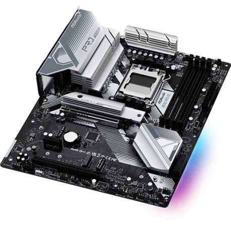 ASRock B650 Pro RS - Motherboard - ATX - Socket AM5 - AMD B650 Chipset - USB 3.2 Gen 1, USB 3.2 Gen 2, USB-C 3.2 Gen2, USB-C 3.2 Gen 2x2 - 2.5 Gigabit LAN - onboard graphics (CPU required) - High Definition Audio (7.1-channel) - 2