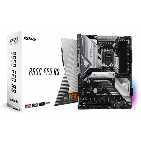 ASRock B650 Pro RS - Motherboard - ATX - Socket AM5 - AMD B650 Chipset - USB 3.2 Gen 1, USB 3.2 Gen 2, USB-C 3.2 Gen2, USB-C 3.2 Gen 2x2 - 2.5 Gigabit LAN - onboard graphics (CPU required) - High Definition Audio (7.1-channel) - 5