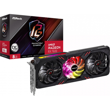 ASRock Phantom Gaming Radeon RX 7600 OC - Graphics card - Radeon RX 7600 - 8 GB GDDR6 VRAM - PCIe 4.0 x8 - HDMI, 3 x DisplayPort - 0