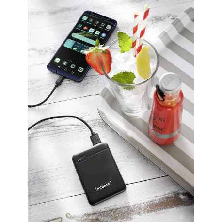 Intenso Powerbank XS5000 - Power bank - 5000 mAh - 2.1 A - 2 output connectors (USB, 24 pin USB-C) - on cable: USB-C - black - 5