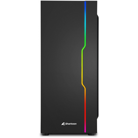 Sharkoon RGB Slider - MDT - ATX - windowed side panel (tempered glass) - no power supply - black - USB / Audio - 1
