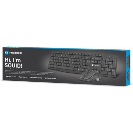 Natec Keyboard, US Layout, Wireless + Mouse, Squid, 2in1 Bundle
